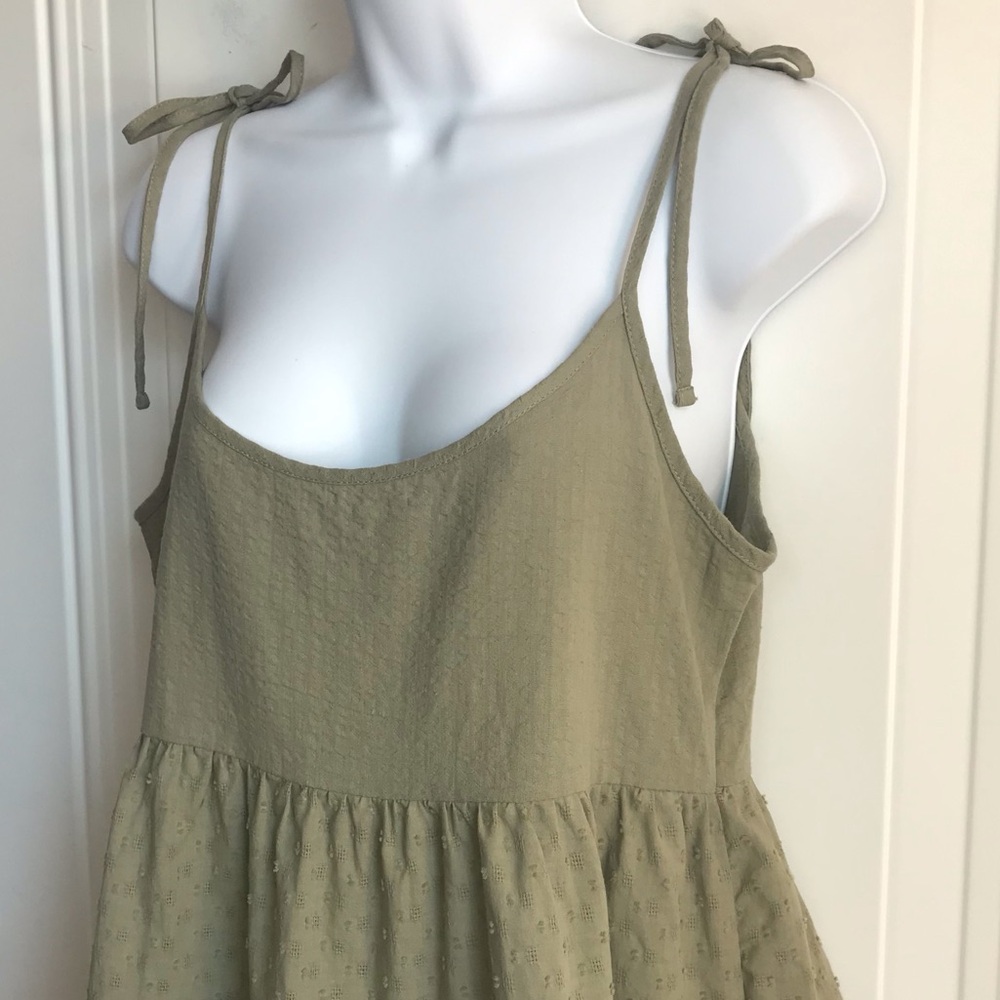 Cotton-On Women’s 12 New Sage Green Tie Strap Lightweight Mini Tiered Dress NWT - Picture 8 of 16